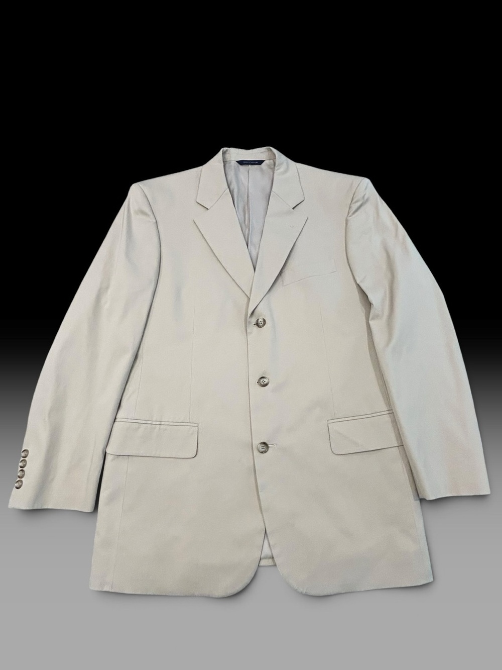 Brooks Brothers Mainline Men's Cream Single-Breasted Suit Jacket 40R Cotton Blnd